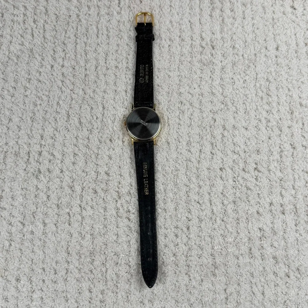 Vintage Winston‎ The Spirit of Freedom Eagle Watch Gold Tone Black Leather Strap